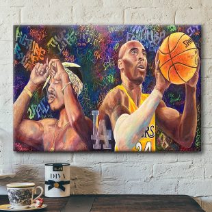 Tupac Shakur & Kobe Bryant Art Hip Hop 90s Poster Canvas