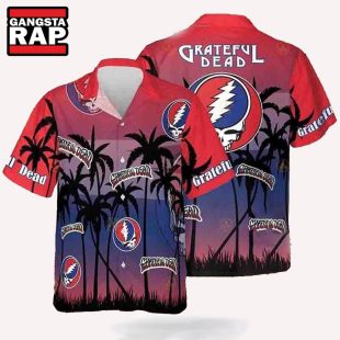 Grateful Dead Black Palm Trees 2024 Summer Hawaiian Shirt Grateful Dead Hawaiian Shirt
