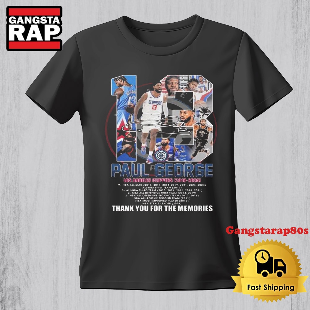 Paul George 13 Los Angeles Clipper 2019-2024 Thank You For The Memories Vintage TShirt Paul George 13 Los Angeles Clipper 2019-2024 Thank You For The Memories Vintage TShirt
