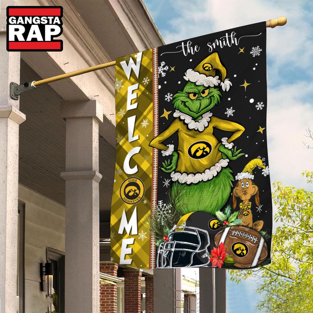 NCAA Iowa Hawkeyes Football Grinch Christmas Custom Flag NCAA Iowa Hawkeyes Football Grinch Christmas Custom Flag
