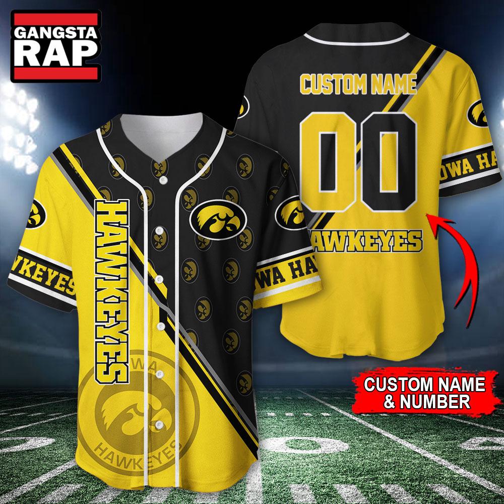 NCAA Iowa Hawkeyes Logo Team Sport Design Baseball Jersey NCAA Iowa Hawkeyes Logo Team Sport Design Baseball Jersey