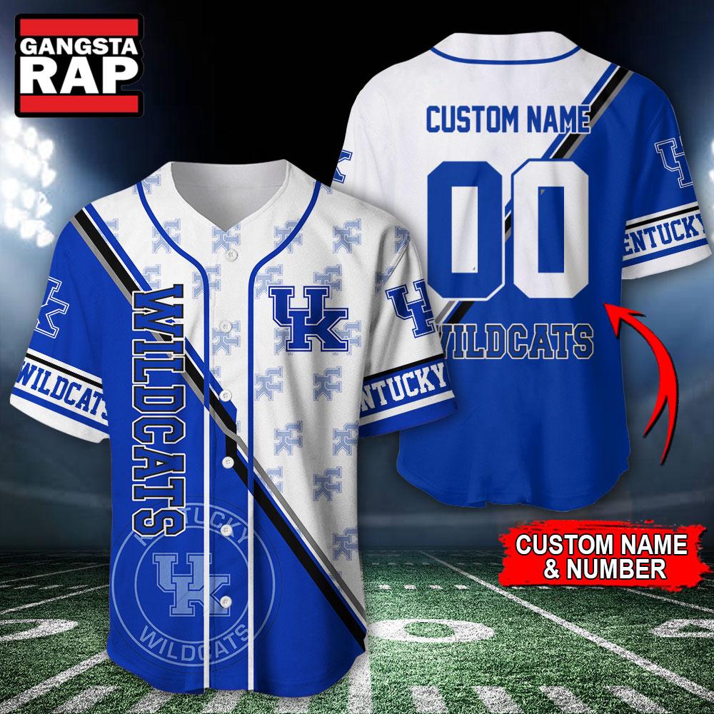 NCAA Kentucky Wildcats Logo Team Sport Design Baseball Jersey NCAA Kentucky Wildcats Logo Team Sport Design Baseball Jersey
