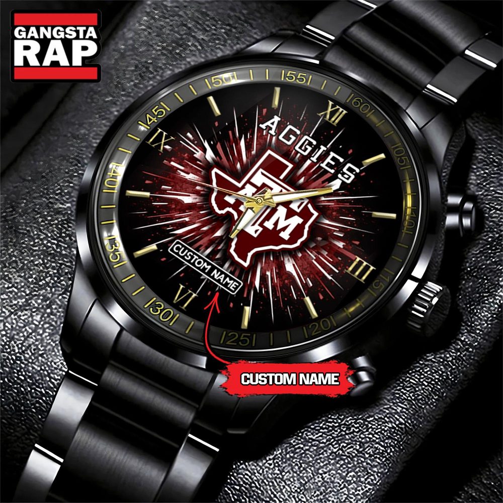 NCAA Texas A&M Aggies Football Team Logo Design Black Watch NCAA Texas A&M Aggies Football Team Logo Design Black Watch