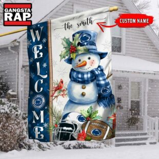 NCAA Penn State Nittany Lions Snownan Football Team Christmas Flag, Sport Christmas Flag