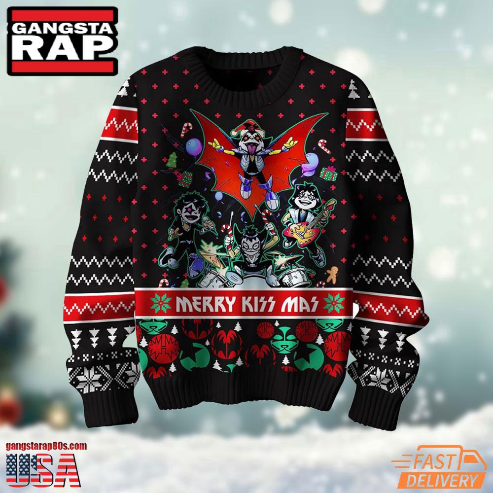 Kiss Band Merry Kissmas Christmas Ugly Sweater Kiss Band Merry Kissmas Christmas Ugly Sweater