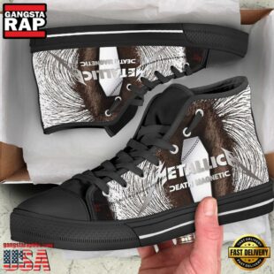 Metallica Death Magnetic Black White Color High Top Canvas Sneakers Shoes