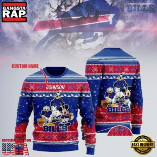 Personalized Buffalo Bills Disney Donald Duck Mickey Mouse Goofy Ugly Christmas Sweater