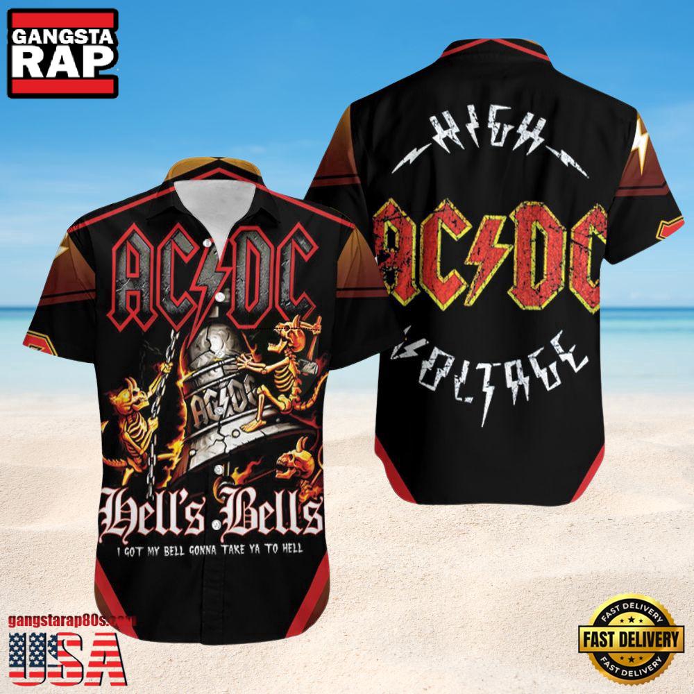 ACDC Rock Band Hells Bells High Voltage Hawaiian Shirt ACDC Rock Band Hells Bells High Voltage Hawaiian Shirt