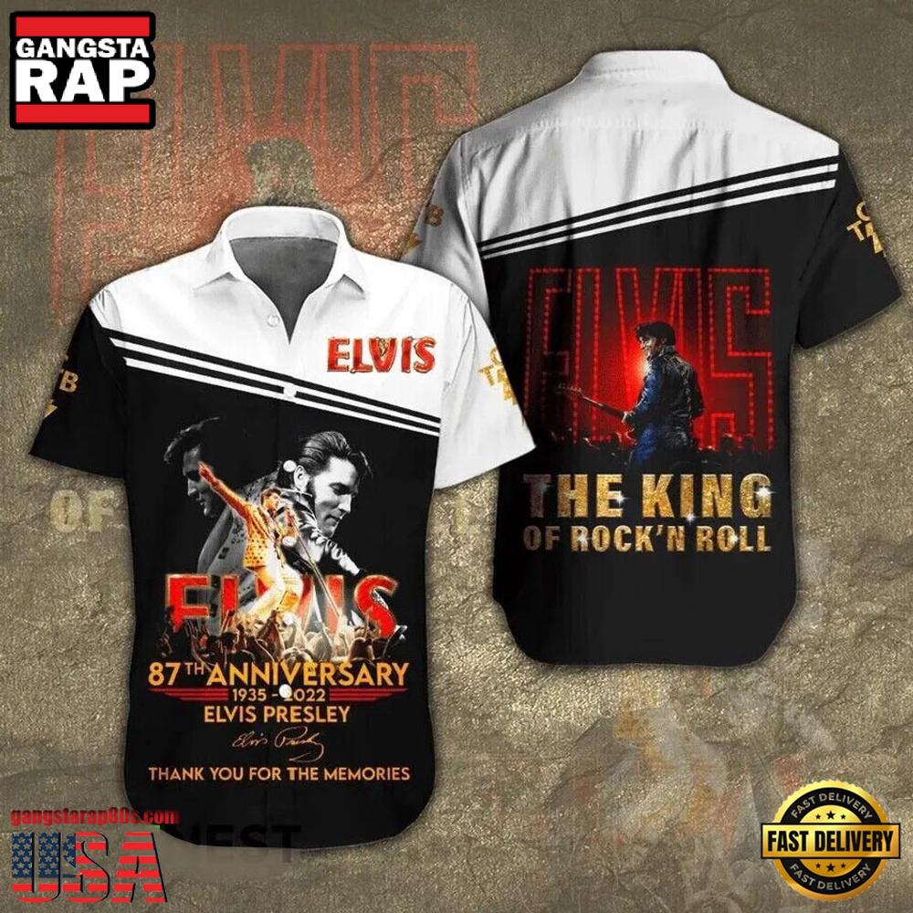 Elvis Presley 87TH The King Of Rock Unisex Hawaiian Shirt Elvis Presley 87TH The King Of Rock Unisex Hawaiian Shirt