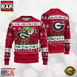 Georgia Bulldogs Merry Christmas Grinch Hand NCAA Ugly Christmas Sweater