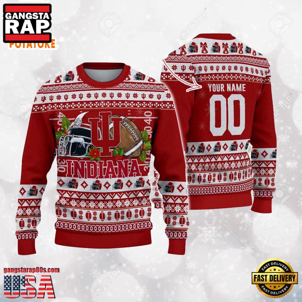 Personalized Indiana Hoosiers Logo Football NCAA Ugly Christmas Sweater Personalized Indiana Hoosiers Logo Football NCAA Ugly Christmas Sweater