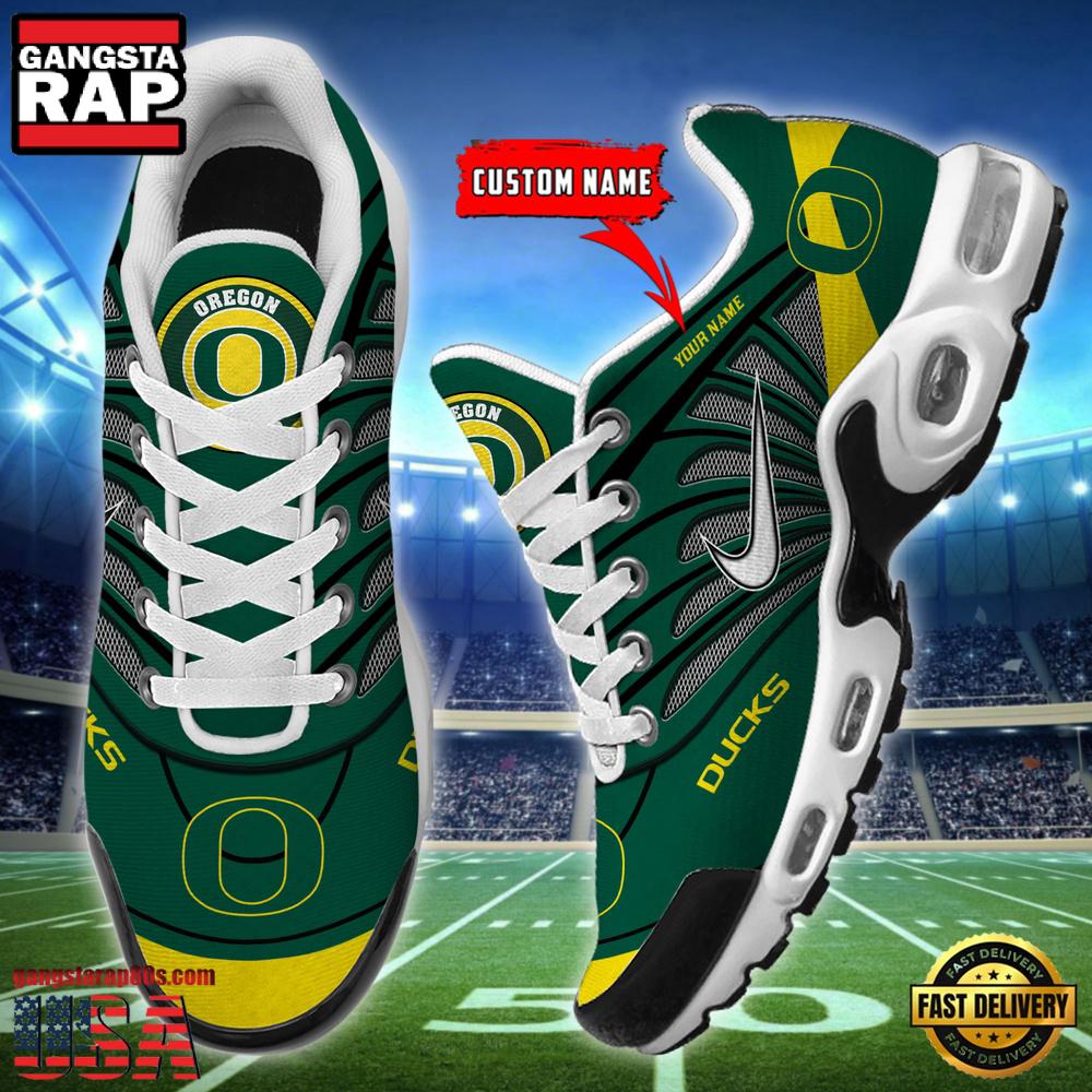 NCAA Oregon Ducks Sport Football Logo Custom Name Air Max Plus Shoes Running Sneakers NCAA Oregon Ducks Sport Football Logo Custom Name Air Max Plus Shoes Running Sneakers