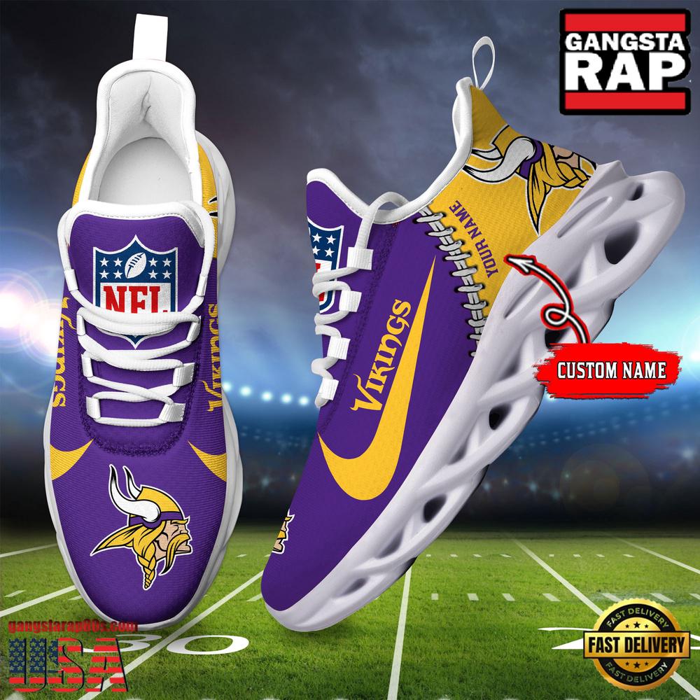 Personalized NFL Minnesota Vikings Name Max Soul Shoes Personalized NFL Minnesota Vikings Name Max Soul Shoes