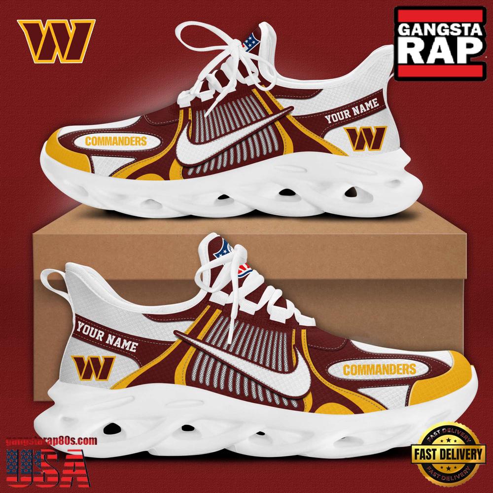 Personalized NFL Washington redskins Blue White Stripes Logo Clunky Max Soul Shoes Personalized NFL Washington redskins Blue White Stripes Logo Clunky Max Soul Shoes