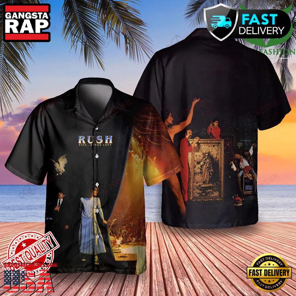 Rush Rock Band Exit Stage Left Hawaiian Shirt Rush Rock Band Exit Stage Left Hawaiian Shirt