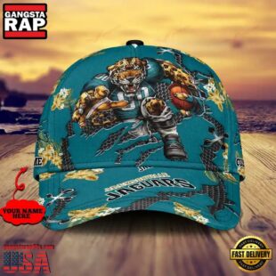 Custom Name NFL Jacksonville Jaguars Mascot Football Baseball Cap