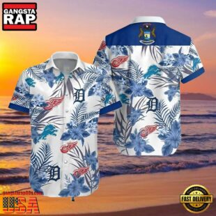 Detroit Tigers Lions Red Wing Hawaiian Shirt For Fans