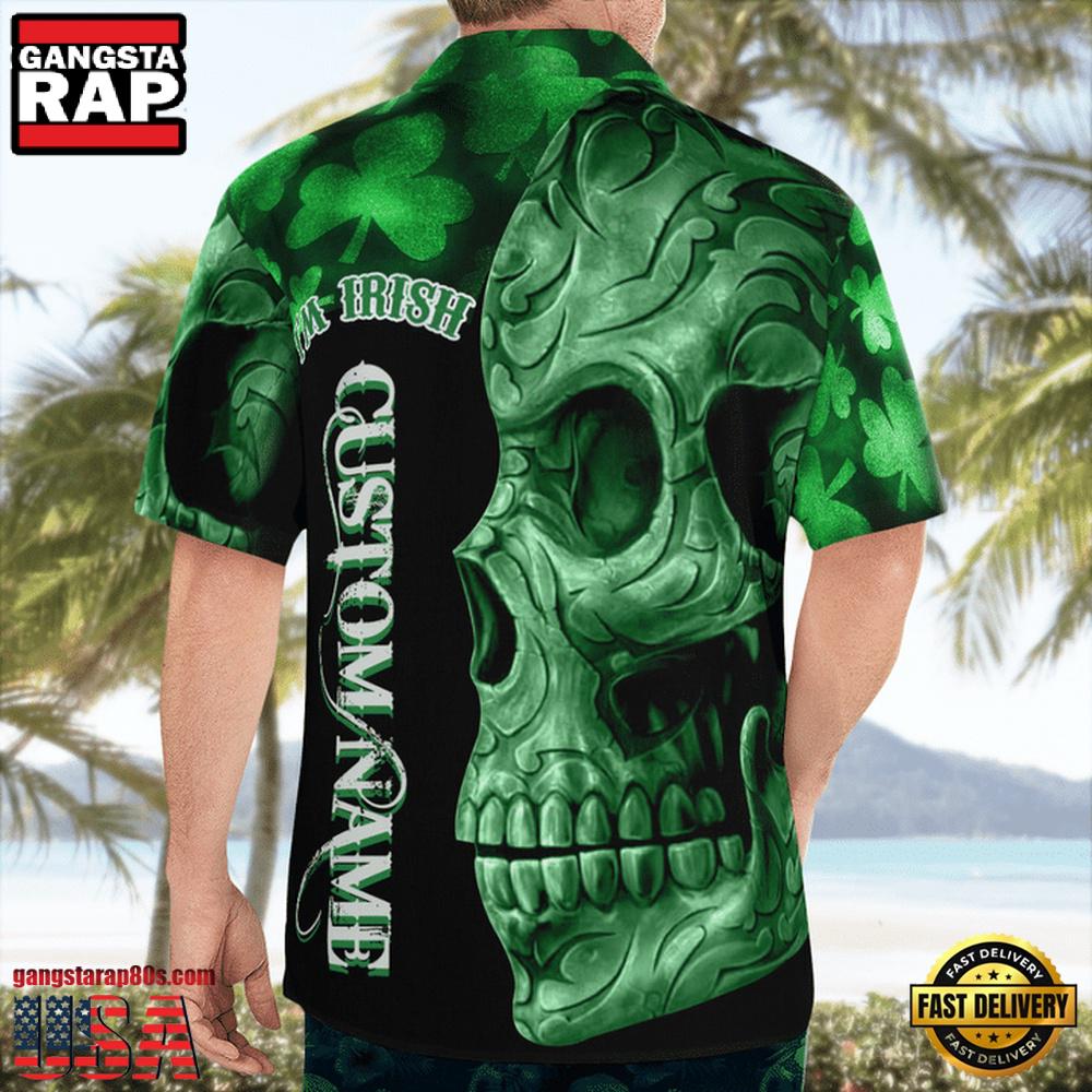 Irish St. Patrick Day Green Shamrocks Reflecting Light On Black Background 3D Hawaii Shirt Irish St. Patrick Day Green Shamrocks Reflecting Light On Black Background 3D Hawaii Shirt