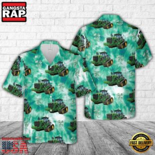 John Deere Tracked Tractor (9630T) Patrick'S Day Tie Dye Hawaiian Shirt