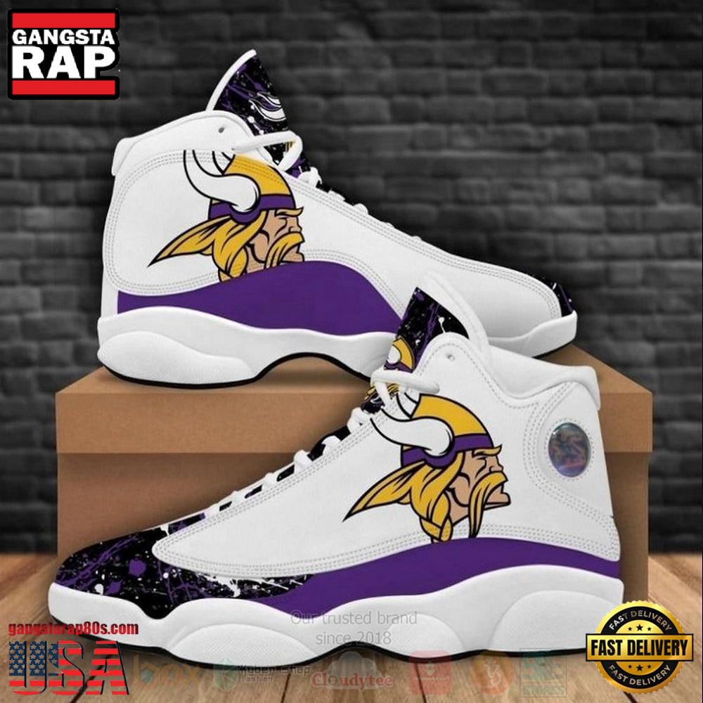 NFL Minnesota Vikings Big Logo Bling Bling Football Team Air Jordan 13 Shoes NFL Minnesota Vikings Big Logo Bling Bling Football Team Air Jordan 13 Shoes