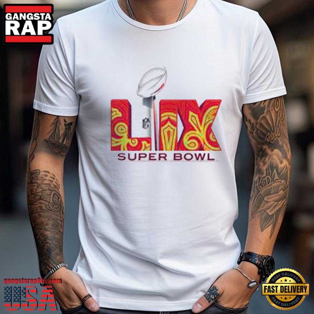 NFL 2025 Super Bowl LIX Football Logo White Color T Shirt NFL 2025 Super Bowl LIX Football Logo White Color T Shirt