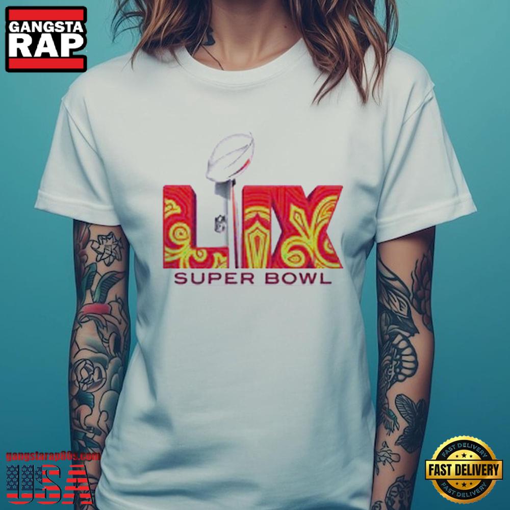 NFL 2025 Super Bowl LIX Football Logo White Color T Shirt NFL 2025 Super Bowl LIX Football Logo White Color T Shirt