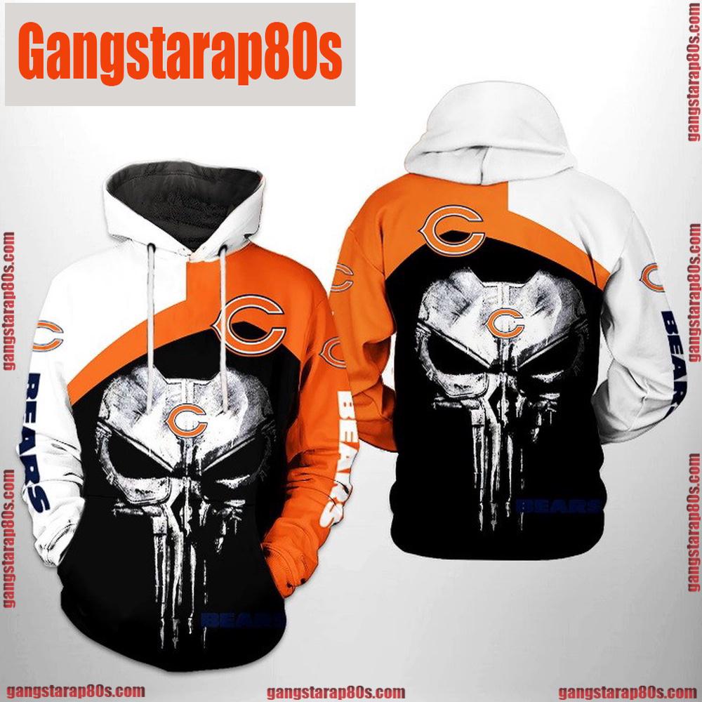 NFL Chicago Bears Skull Punisher Team 3D Printed Hoodie Shirt NFL Chicago Bears Skull Punisher Team 3D Printed Hoodie Shirt