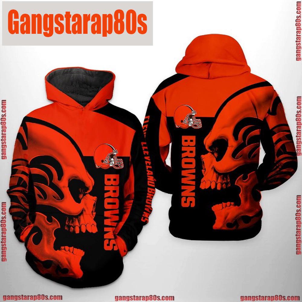 NFL Cleveland Browns Skull 3D Printed Hoodie Shirt NFL Cleveland Browns Skull 3D Printed Hoodie Shirt