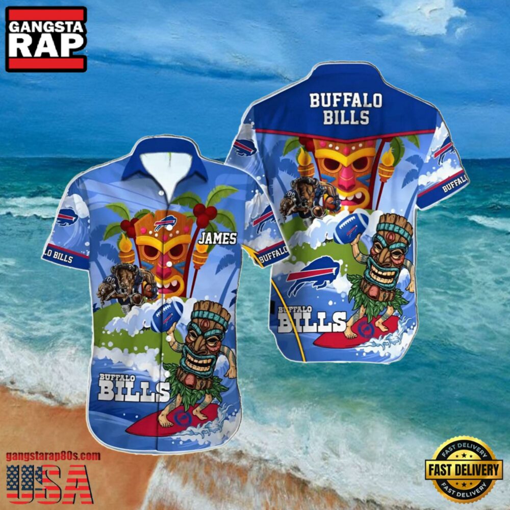 NFL Custom Buffalo Bills Summer Hawaiian Shirt Tiki Paradise NFL Custom Buffalo Bills Summer Hawaiian Shirt Tiki Paradise