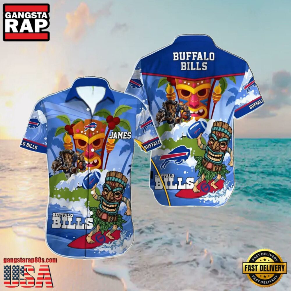 NFL Custom Buffalo Bills Summer Hawaiian Shirt Tiki Paradise NFL Custom Buffalo Bills Summer Hawaiian Shirt Tiki Paradise