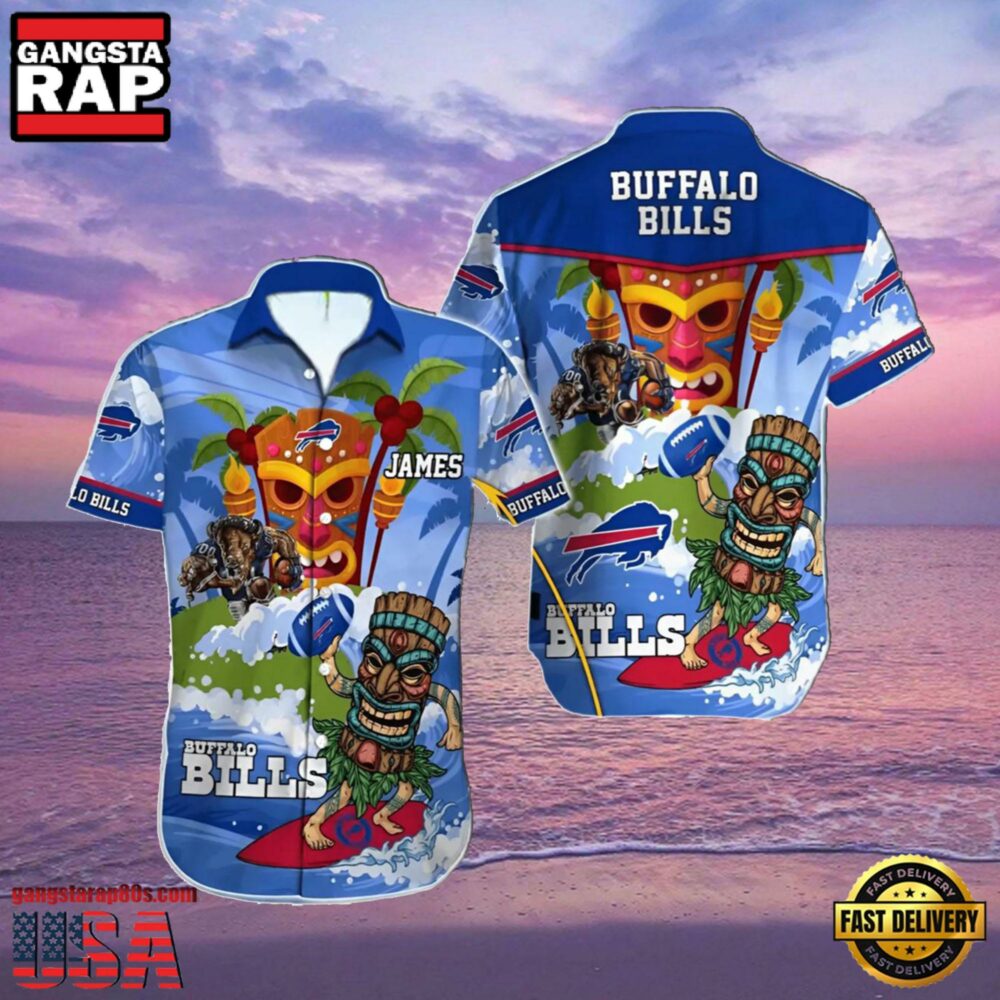 NFL Custom Buffalo Bills Summer Hawaiian Shirt Tiki Paradise NFL Custom Buffalo Bills Summer Hawaiian Shirt Tiki Paradise