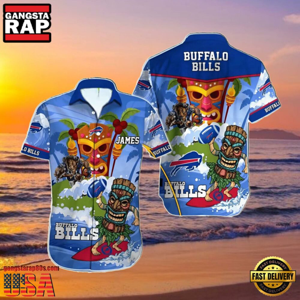 NFL Custom Buffalo Bills Summer Hawaiian Shirt Tiki Paradise NFL Custom Buffalo Bills Summer Hawaiian Shirt Tiki Paradise