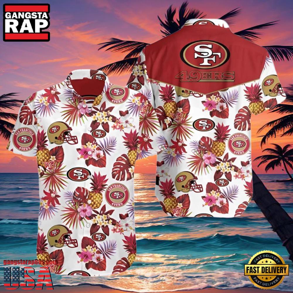 NFL Francisco 49ers Hawaiian Shirt Pineapple And Floral Motifs NFL Francisco 49ers Hawaiian Shirt Pineapple And Floral Motifs