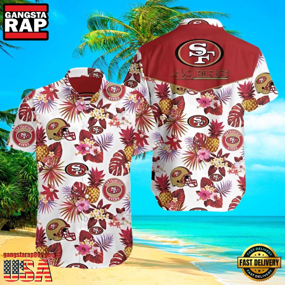 NFL Francisco 49ers Hawaiian Shirt Pineapple And Floral Motifs NFL Francisco 49ers Hawaiian Shirt Pineapple And Floral Motifs