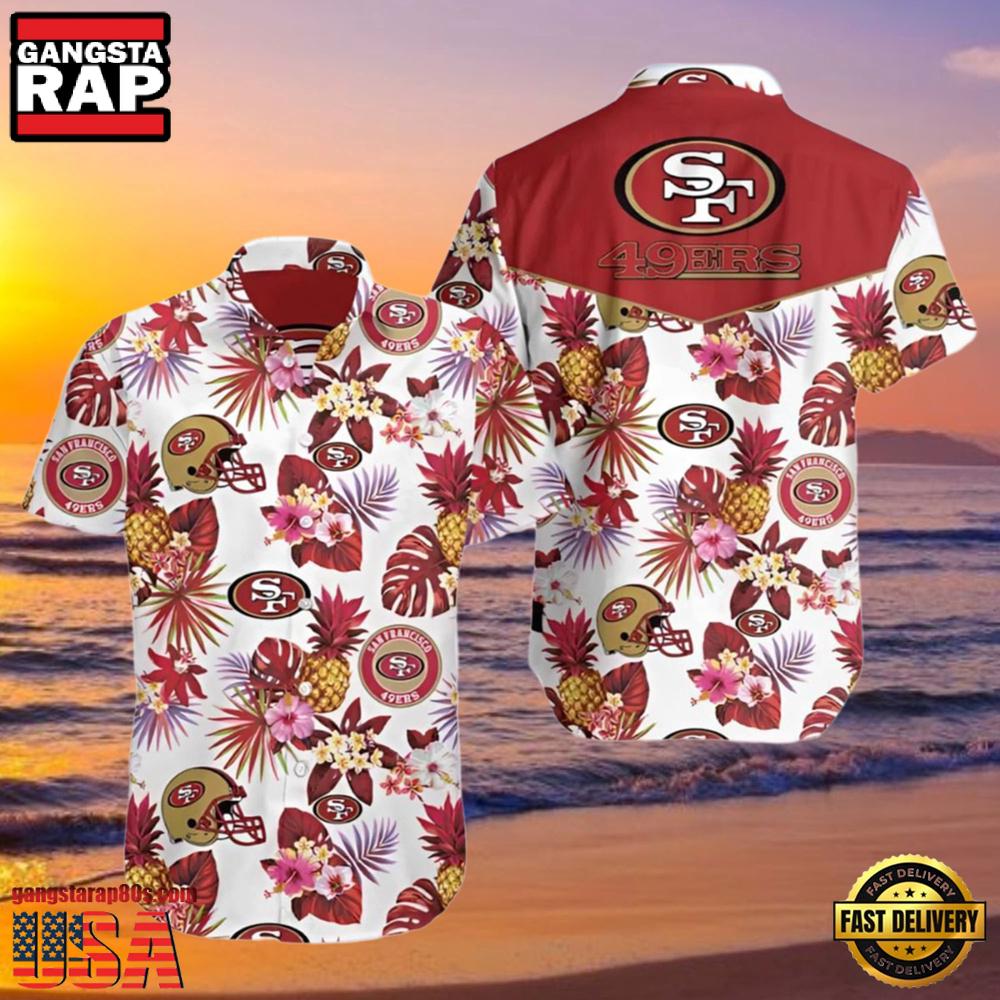 NFL Francisco 49ers Hawaiian Shirt Pineapple And Floral Motifs NFL Francisco 49ers Hawaiian Shirt Pineapple And Floral Motifs