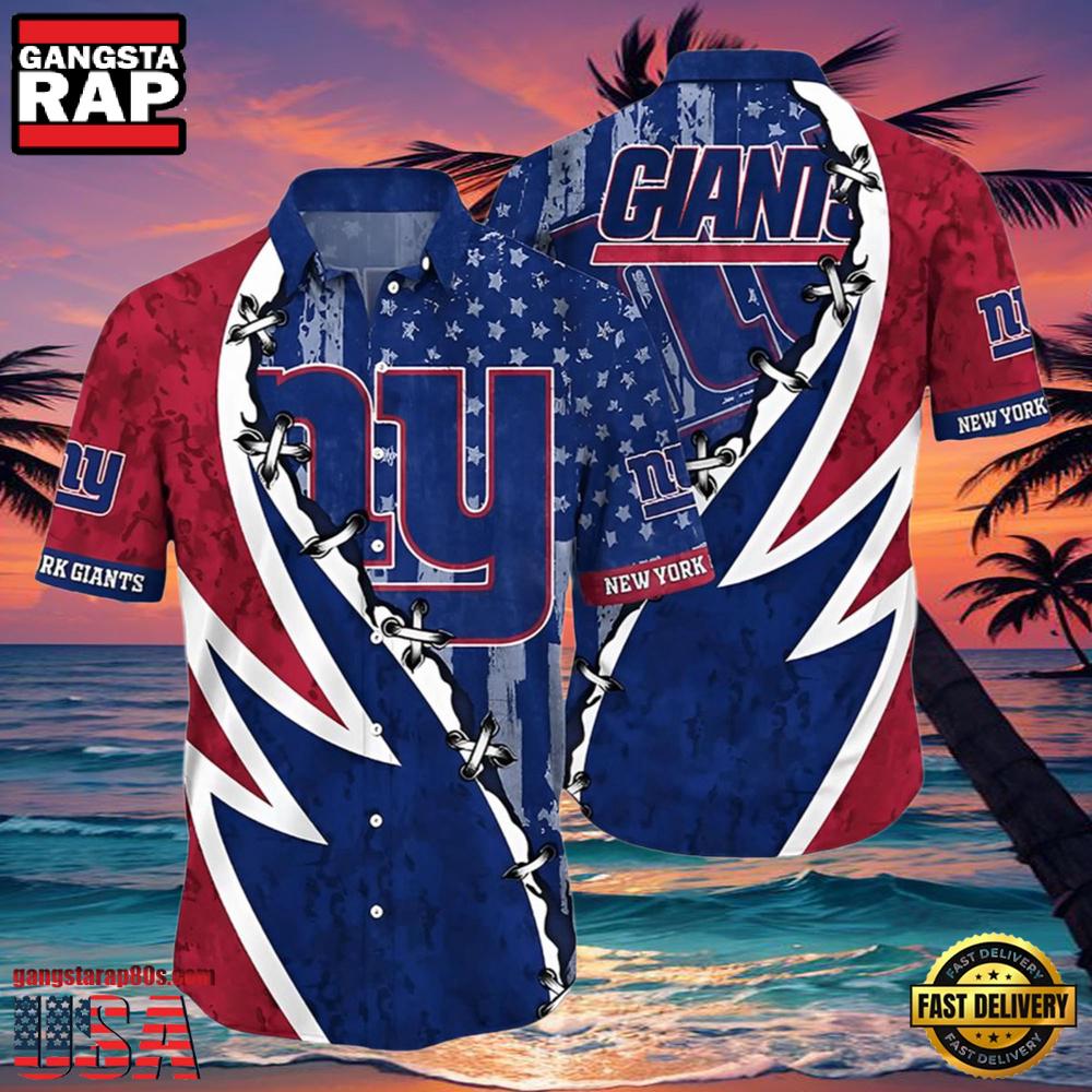 NFL Gian Button Up Hawaiian Shirt 3D Printed Graphic American Flag Print NFL Gian Button Up Hawaiian Shirt 3D Printed Graphic American Flag Print