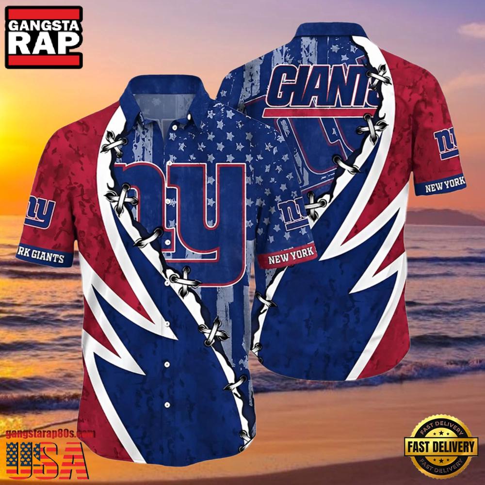 NFL Gian Button Up Hawaiian Shirt 3D Printed Graphic American Flag Print NFL Gian Button Up Hawaiian Shirt 3D Printed Graphic American Flag Print