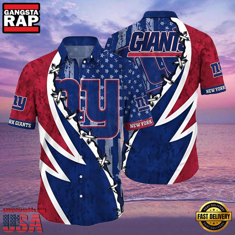 NFL Gian Button Up Hawaiian Shirt 3D Printed Graphic American Flag Print NFL Gian Button Up Hawaiian Shirt 3D Printed Graphic American Flag Print