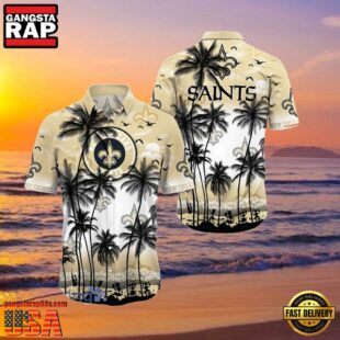 NFL Hawaiian Saints Shirt Tropical Island Palm Tree Graphic