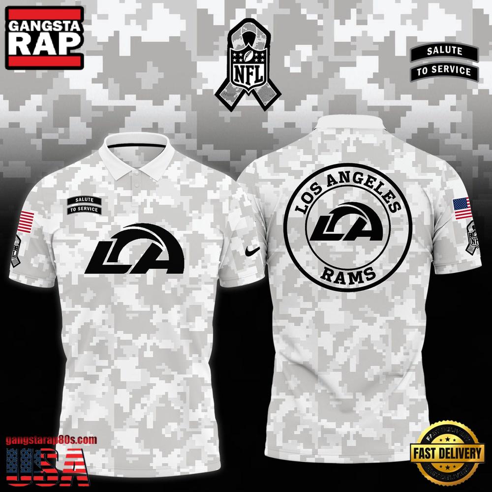 NFL Los Angeles Rams Camo 2025 Salute to Service Polo Shirt NFL Los Angeles Rams Camo 2025 Salute to Service Polo Shirt