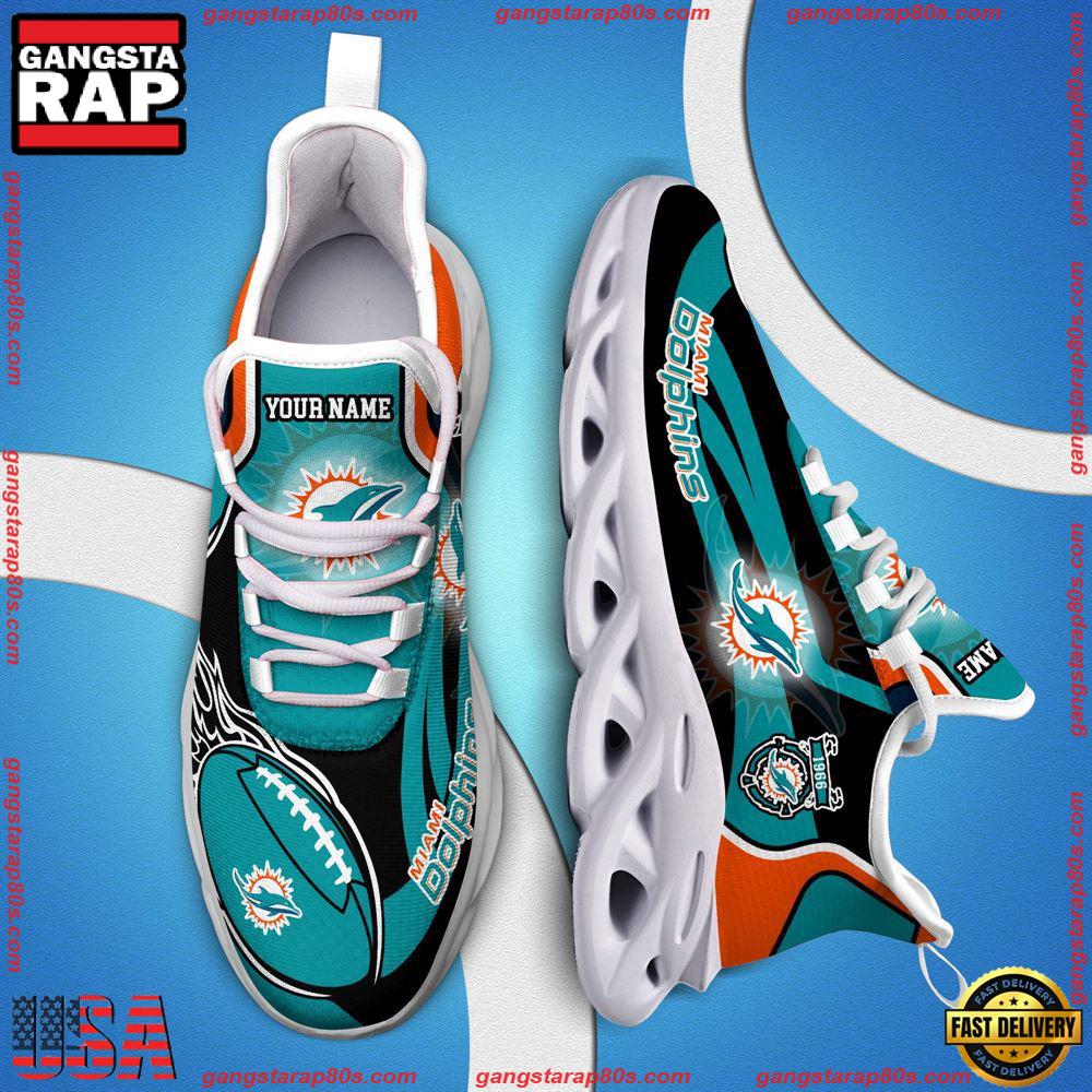 NFL Custom Name Miami Dolphins White C Shoes Max Soul Shoes Running Sneakers NFL Custom Name Miami Dolphins White C Shoes Max Soul Shoes Running Sneakers