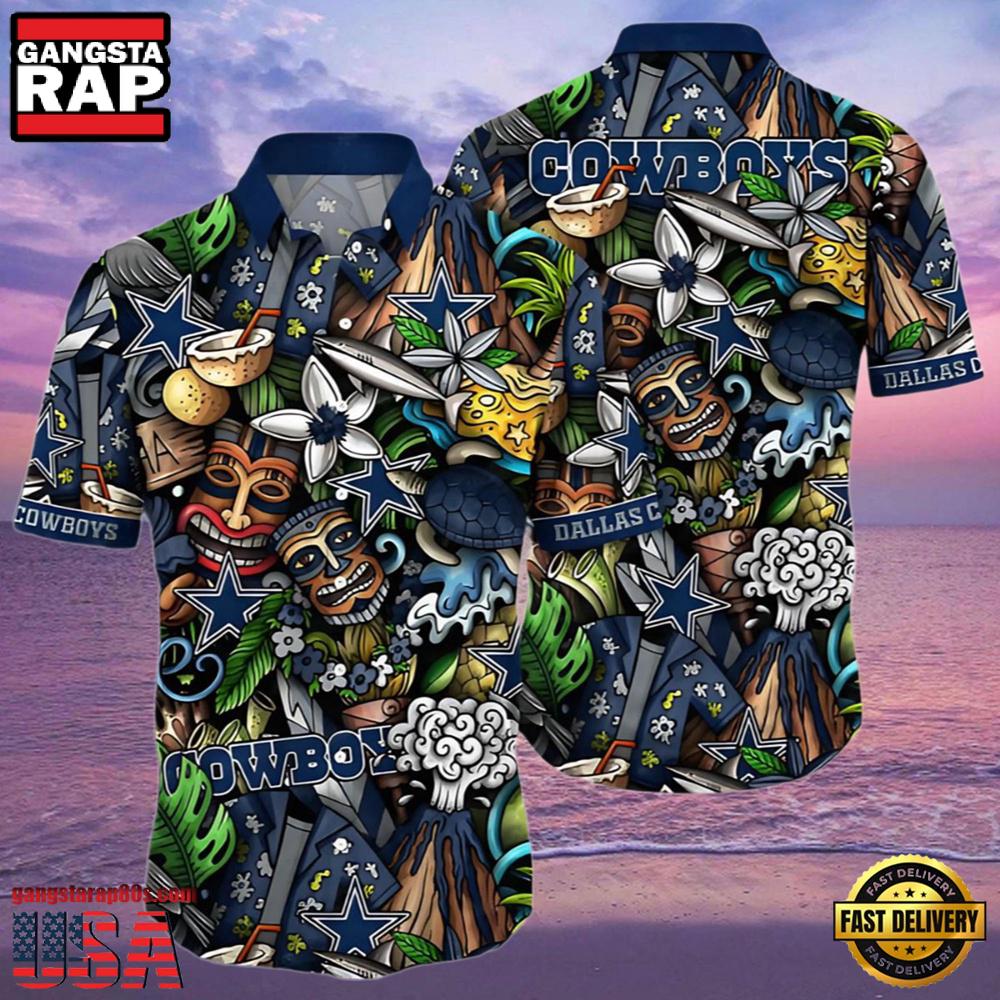 NFL Tiki Tropics Dallas Cowboys Hawaiian Shirt NFL Tiki Tropics Dallas Cowboys Hawaiian Shirt