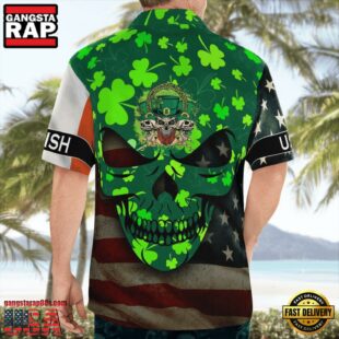 St. Patrick'S Day Full Skull Art And Drinking Skull Irish Flag American Flag Hawaii Shirt