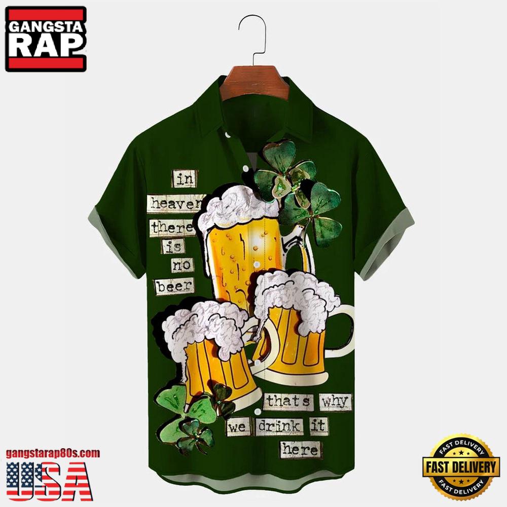 Vintage St. Patrick'S Day Green Shamrock Beer Breast Pocket Hawaiian Shirt Vintage St. Patrick'S Day Green Shamrock Beer Breast Pocket Hawaiian Shirt