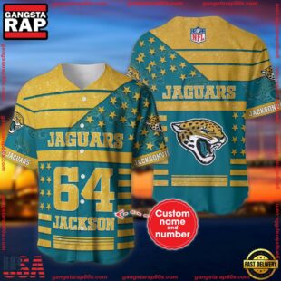 Custom Name And Number Jacksonville Jaguars NFL American Flag Baseball Jersey Shirt