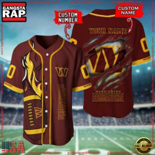 Custom Name And Number Washington Commanders NFL Football Team Baseball Jersey Shirt