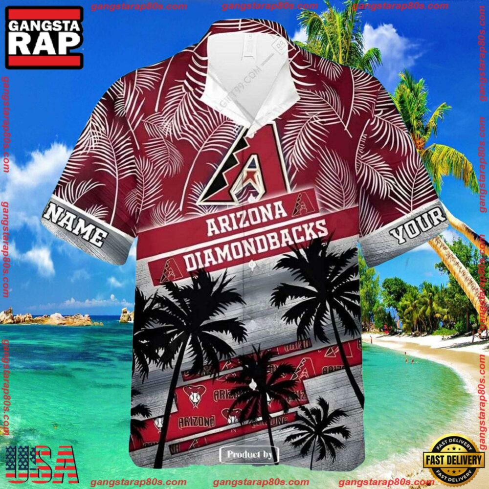 MLB Arizona Diamondbacks Palm Trees Personalized Tropical Summer Hawaiian Shirt MLB Arizona Diamondbacks Palm Trees Personalized Tropical Summer Hawaiian Shirt