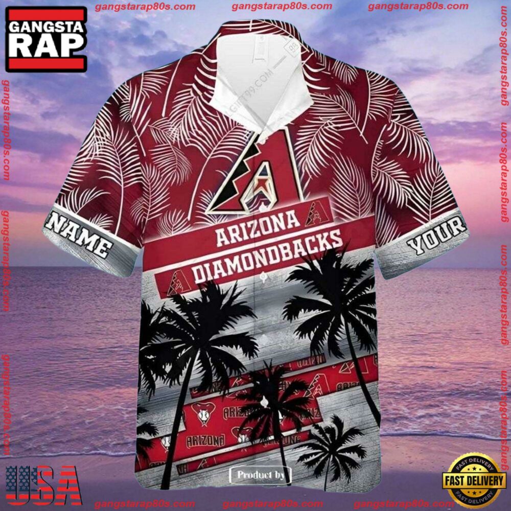 MLB Arizona Diamondbacks Palm Trees Personalized Tropical Summer Hawaiian Shirt MLB Arizona Diamondbacks Palm Trees Personalized Tropical Summer Hawaiian Shirt