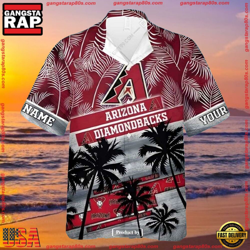 MLB Arizona Diamondbacks Palm Trees Personalized Tropical Summer Hawaiian Shirt MLB Arizona Diamondbacks Palm Trees Personalized Tropical Summer Hawaiian Shirt