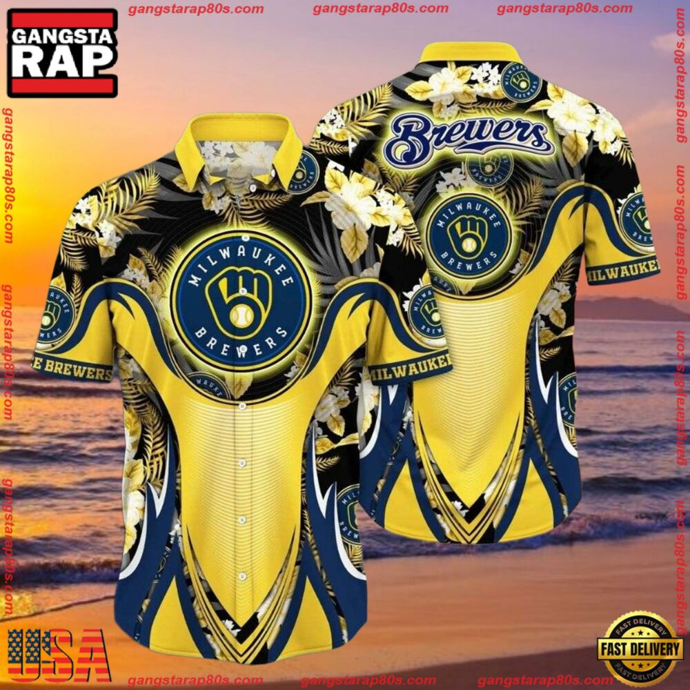 MLB Brewers Splatter - Milwaukee Brewers Dynamic Design Aloha Shirt MLB Brewers Splatter - Milwaukee Brewers Dynamic Design Aloha Shirt